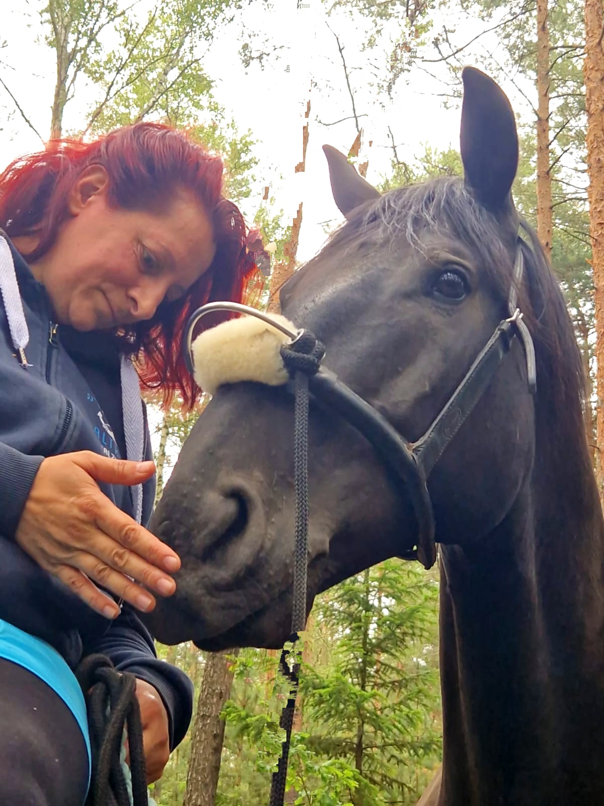 Annett Jakob in vertrauensvoller Verbindung mit einem Pferd
